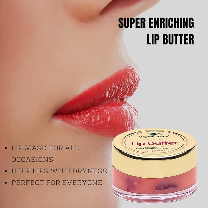 Organic Netra Premium Lip Butter | Moistures Lips | Lips Mask for All Occasions | Perfect for Everyone | Enriched with Organic and Natural Ingredients, 0.2 Oz