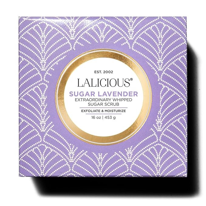 LALICIOUS Sugar Lavendar Sugar Scrub for Body, Exfoliating Body Scrubs for Women, Moisturizing Body Exfoliator with Coconut Oil & Honey for Radiant Skin, Zero Greasy, No Parabens | TRAVEL SIZE (2oz)