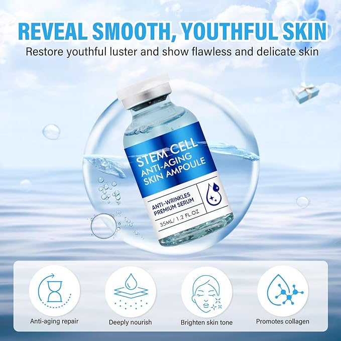 Stem Cell Anti-Aging Serum - Advanced Plant-Cell Extract Facial Serum - Firming and Hydrating Essence for a Youthful Glow, Supports Skin Barrier & Smooths the Appearance of Wrinkles