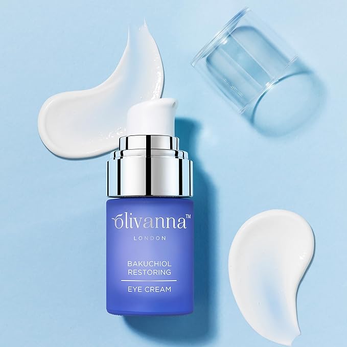 Olivanna Bakuchiol Restoring Eye Cream - Elderflower Extract Reduces Visibility of Dark Circles - Hyaluronic Acid and Glycerin Moisturizes - 0.5 oz