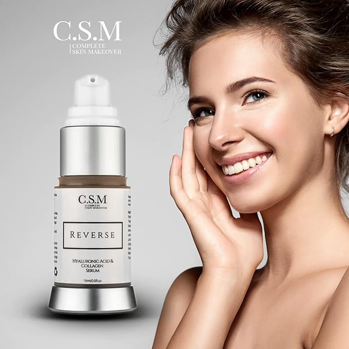 CSM Reverse Organic Eye Serum with Hyaluronic Acid & Collagen | Anti-Aging Eye Cream for Puffiness, Wrinkles, Dark Circles & Lines | Moisture-Rich Formula with Antioxidants & Botanicals | 15 ml