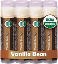 Earth's Daughter USDA Organic Lip Balm 4-Pack Vanilla Flavor - Beeswax, Coconut Oil, Vitamin E - Best Lip Repair Chapstick for Dry Cracked Lips.