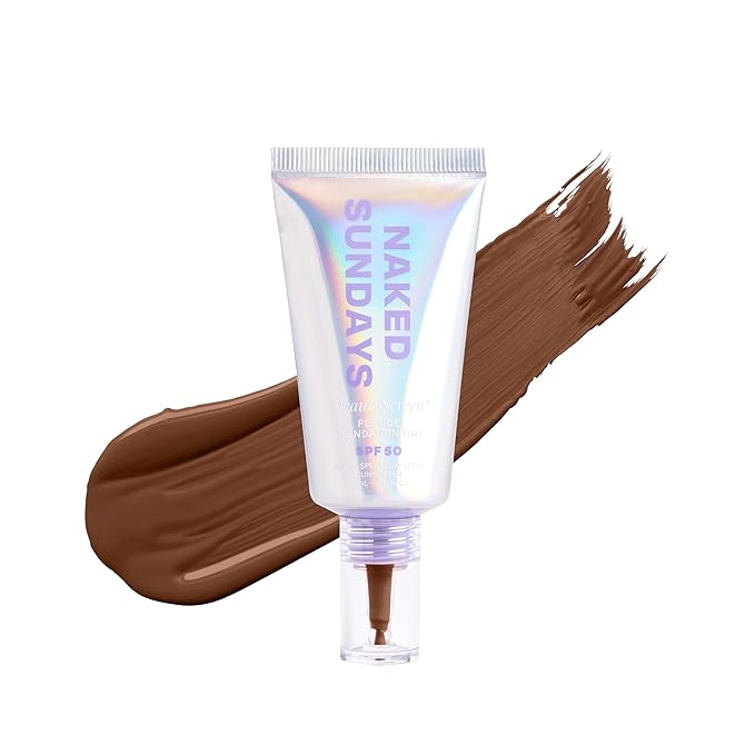 Naked Sundays BeautyScreen Peptide Foundation Tint - SPF 50 Tinted Sunscreen & Skincare Makeup with Zinc Oxide, Niacinamide - Lightweight Natural Coverage, 9.3 Rich Deep, 1.01 oz
