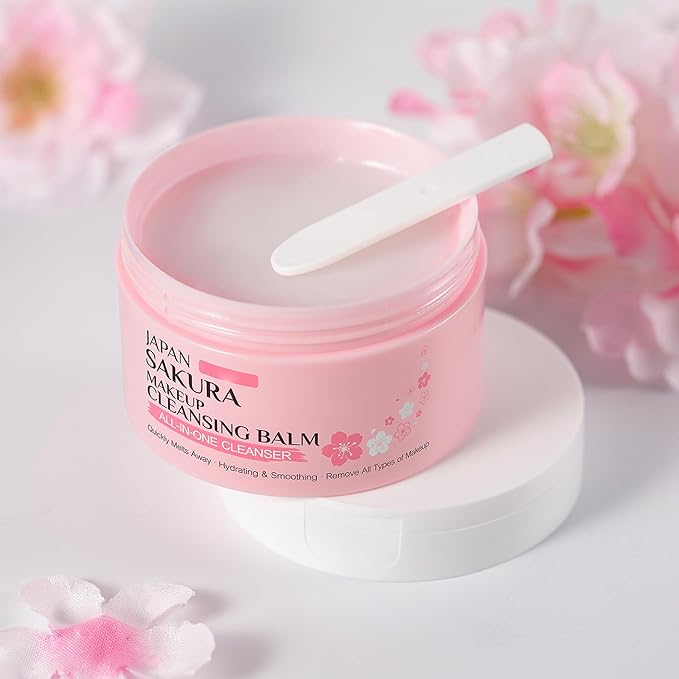 Sakura Makeup Cleansing Balm, Hydrating & Smoothing All-In-One Cleanser Quickly Melts Away, Gently Cleanse Dirt, Impurities And Makeup Face Cleanser & Makeup Remover for Women Girls, 3.53oz.
