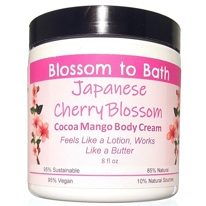 Japanese Cherry Blossom Cocoa Mango Body Cream (8 Ounce) - Phthalate Free Fragrance - Feels Like A Lotion And Works Like A Butter with an Elegantly Blossoming Scent