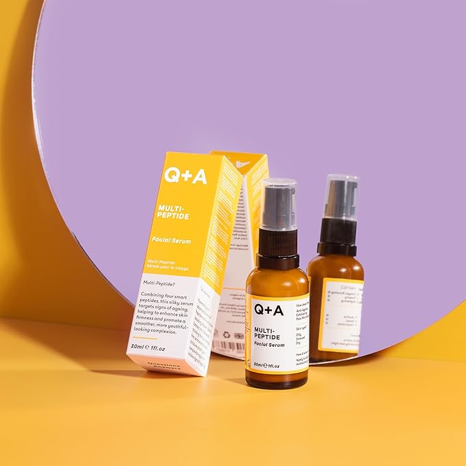 Q+A Multi-Peptide Serum (30ml), Anti-Ageing Face Serum with Polypeptide, Fragrance Free, Smooths Wrinkles, Improves Tone and Elasticity, Skincare for a Youthful Glow