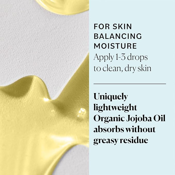 Sky Organics Organic Jojoba Oil for Face, Balancing Oil for Light Hydration & Helps Reduce Excess Oiliness, Suitable For Oily, Combination and Blemish-Prone Skin, 100% Pure & Cold-Pressed, 1 fl oz