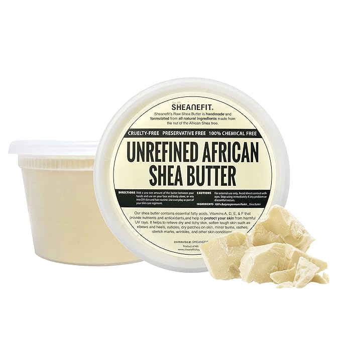 Sheanefit Raw Unrefined African Shea Butter, Natural Body Butter, Soft & Smooth Daily Moisturizer For Face & Body Ivory 16oz (Pack of 1)