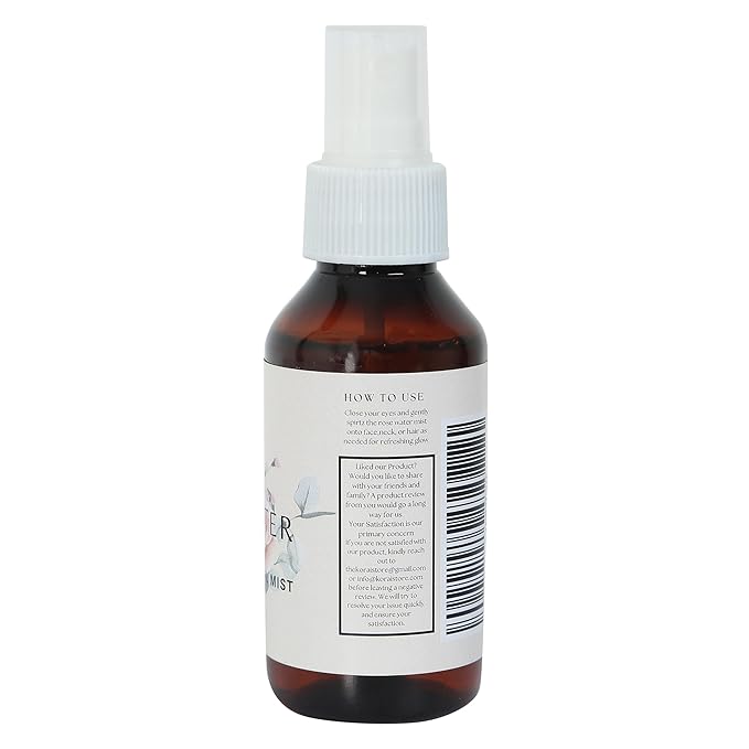 KORAI Facial Rose Water Spray 3.38oz (100 ml) 100% Natural Rose, All Skin Types for Face and Body, Made Without Dyes or Alcohol, Hypoallergenic, Vegan, Cruelty Free