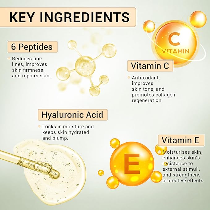 23% Vitamin C Serum 6 Peptide Booster Serum Set - Korean Skin Care Set for Deep Hydrating, Anti-Aging & Wrinkle-Reducing, Improves Skin Elasticity & Tone - Ideal Gift Set for Women