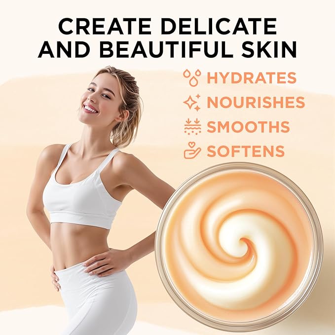 Mango Whipped Body Butter, Whipped Body Butter for Women, Mango Shea Body Moisturizer for Dry Skin, Gentle Hydration with Long Lasting Moisture-3.4 floz+6.8 floz