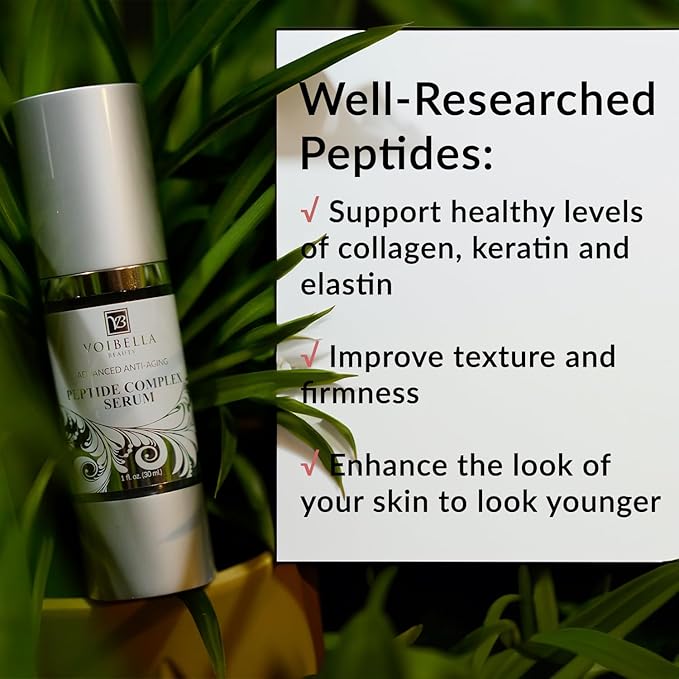 Peptide Complex Serum For Face & Collagen Support - Natural & Organic Anti Aging Skin Serum - Peptides, Hyaluronic Acid, Amino Acids & Vitamin E for Wrinkles, Hydrating, Firming & Elasticity