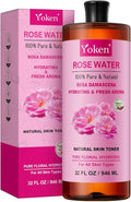 Yoken Pure Rose Water Toner for Face, 32 Fl Oz Bulk, 100% Rosa Damascena Rose Hydrosol, Refreshing Rosewater for Hair, Skin, Aromatherapy, Hydrates & Soothes, Alcohol Free, Chemical Free