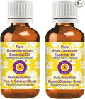 Deve Herbes Pure Rose Geranium Essential Oil (Pelargonium roseum) Steam Distilled (Pack of Two) 100ml X 2 (6.76 oz)