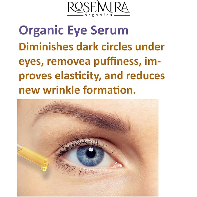 Organic Eye Cream for Dark Circles and Puffiness PLUS Anti Aging & Under Eye Serum - For Fine Lines and Wrinkles - 1 Month Supply - Made in USA