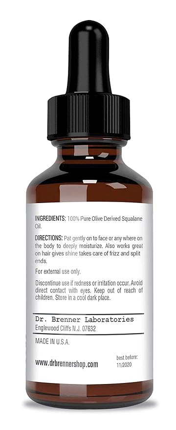 100% Pure Squalane Face Oil Anti Aging Moisturizer Derived From Fresh Olives For Skin And Hair 1oz. (1 oz)