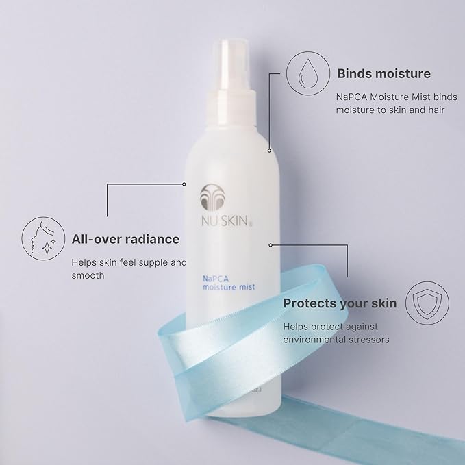 Nu Skin NaPCA Moisture Mist | Revitalizing Moisturizer & Cooling Mist with Hyaluronic Acid | Hydrating Spray for Face, Body & Hair | Sodium PCA for All Skin Types | 8.4 fl. oz. | 2 Pack