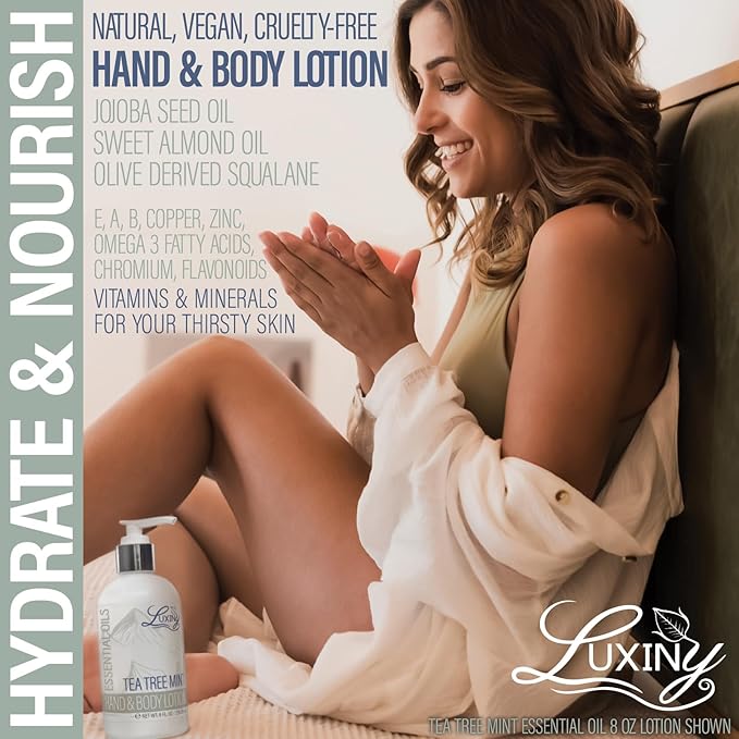 Luxiny Daily Vegan Hand & Body Lotion for Dry Skin,Made with Jojoba Oil & Vitamin E, USA Made, Non Greasy Phthalate/Sulfate/Paraben Free & Cruelty-Free Formula, 8 oz (8 oz, Pina Colada)