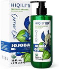 HIQILI 473ML Jojoba Oil Organic for Hair Growth, Skin, Face, Nails, 100% Pure Cold Pressed, Carrier Oil for Essential Oils Mixing, Included Roller Bottle - 16 Fl Oz