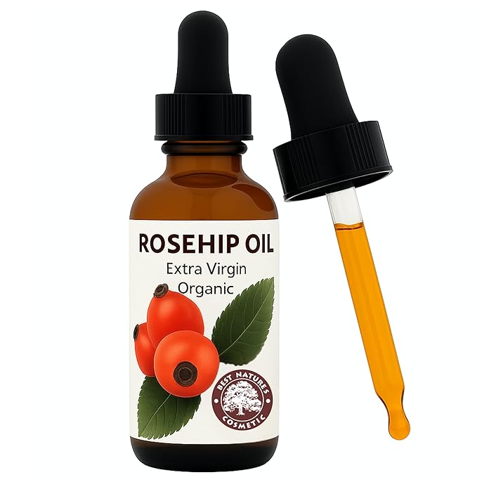 Best Nature's Cosmetics Rosehip Seed Oil – 100% Pure & Unrefined - Cold Pressed from Chile - Brightens & Rejuvenates Skin - Helps Fade Scars & Wrinkles - Natural Glow Face Oil - 2 fl oz / 60 ml