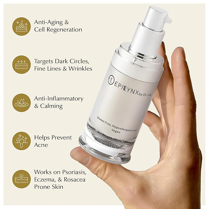 EPILYNX Face Moisturizer Lotion - Illuminating Moisturizer Face Cream for Dry & Sensitive Skin - with Hyaluronic Acid, Aloe Vera, Borage Oil & Peptides - Vegan Cruelty-Free Moisturizing Cream - 30 ml