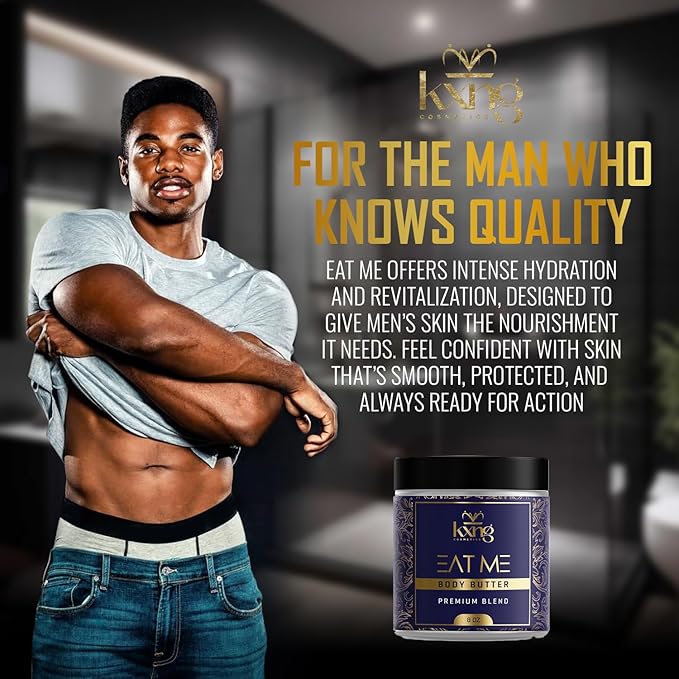 KXNG Cosmetics Organic Shea Body Butter Cream – 8oz | Whipped Body Butter for Men & Women with Shea, Cocoa, Mango & Coconut Oil | Deep Hydration for Dry Skin, Hands & Feet – Eat Me XL