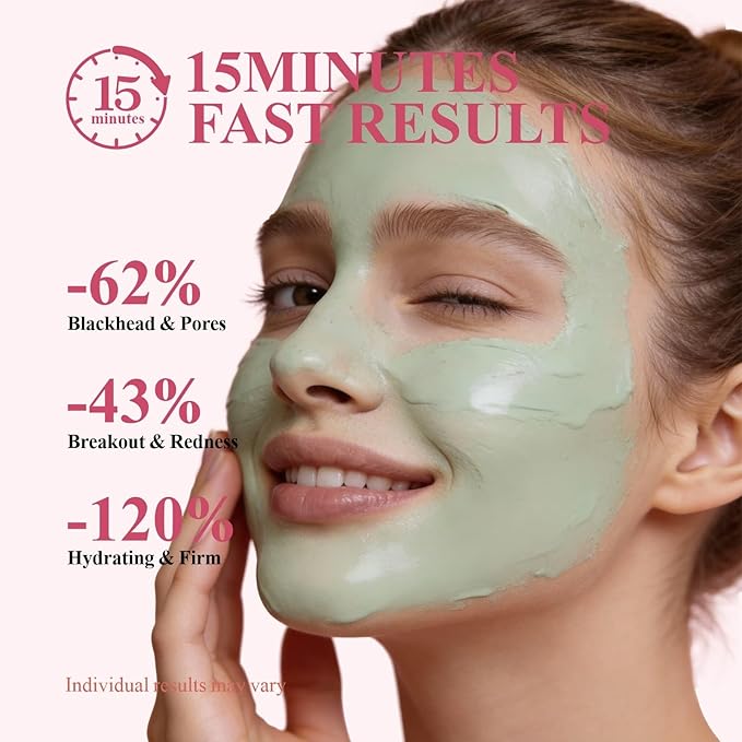 Deep Cleansing Green Clay Face Mask, with Marine Minerals & Repair Mud, 5.3 oz Large Size – Hydrating Mud Mask with Brush, Zero Pore Blackhead Mud Facial Mask for All Skin Types