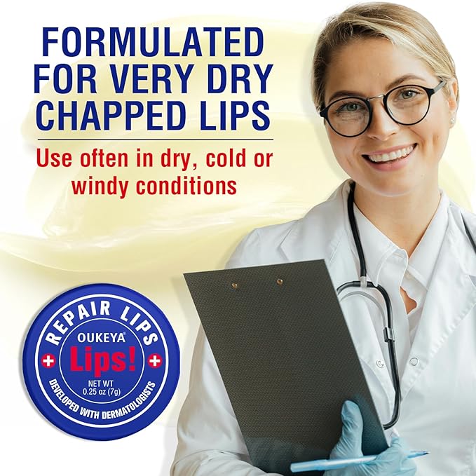 Medicated Lip Balm w/Beeswax, Petrolatum, Peppermint Oi, 100% Natural Ingredients, 24H Long-lasting Hydrating Healing Lip Balms, Lip Moisturizer for Very Dry Lips, Echapped Lips Treatment Severe