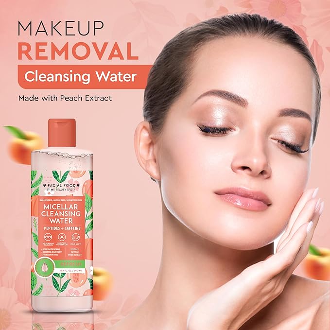 My Beauty Spot Micellar Water - Facial Cleansing Makeup Remover Hydrating Peach Infused Micellar Water – Gentle Makeup Remover – 16.9 Fl. Oz.