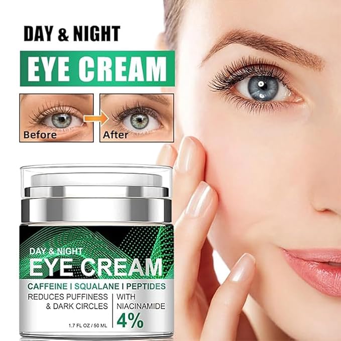Caffeine Eye Cream, Anti-Wrinkle Eye Cream with Airless Pump, Reduces Fine Lines, Puffiness & Dark Circles with Caffeine, Squalane, Peptides and 4% Niacinamide, 1.7 Fl. Oz, Hydrating for Dry Skin