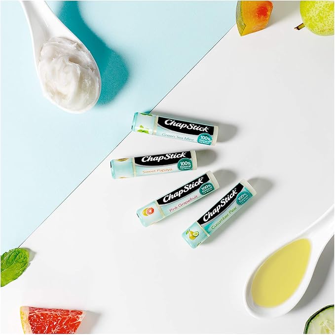 ChapStick Green Tea Mint 100 Percent Natural Ingredients Lip Butter, Moisturizing Lip Balm - 0.15 Oz