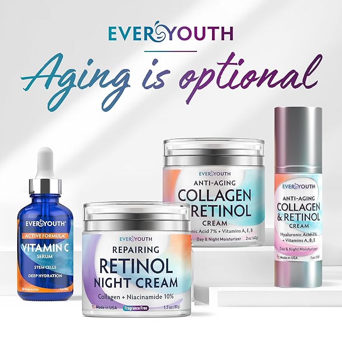 Vitamin C Serum for Face, Stem Cells, Niacinamide, Hyaluronic Acid & Vitamin E - Anti-Aging Retinol Facial Serum with Glycolic Acid & Retinal for Brightening, Hydrating & Firming Skin - Made in USA