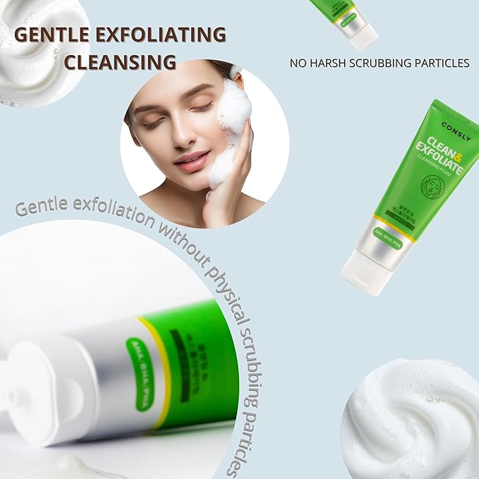 AHA BHA PHA Cleansing Foam | Korean Foaming Face Wash | Gentle Exfoliating Cleanser for Pores & Uneven Texture | Removes Makeup & Sunscreen | K-Beauty Face Cleanser | 120 ml / 4.06 fl oz.