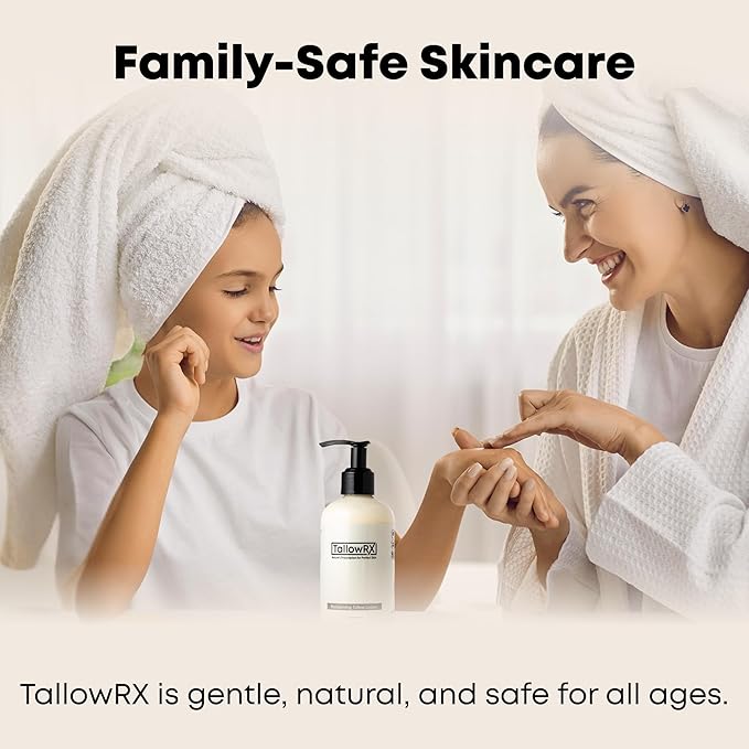 TALLOWRX Tallow Body Lotion – 100% Grass-Fed Beef Tallow for Skin, Face & Body – Pure & Organic Moisturizer with Jojoba Oil, Vitamin E (8 Fl Oz, Unscented)