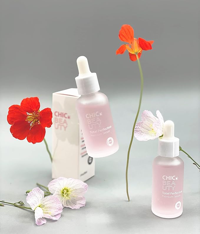 ChicBeauty Total Perfection Serum, organic, premium, anti-aging, brightening, moisturizing, rejuvenating, hyaluronic acid, niacinamide, vitamin C, vitamin E, 1 oz serum
