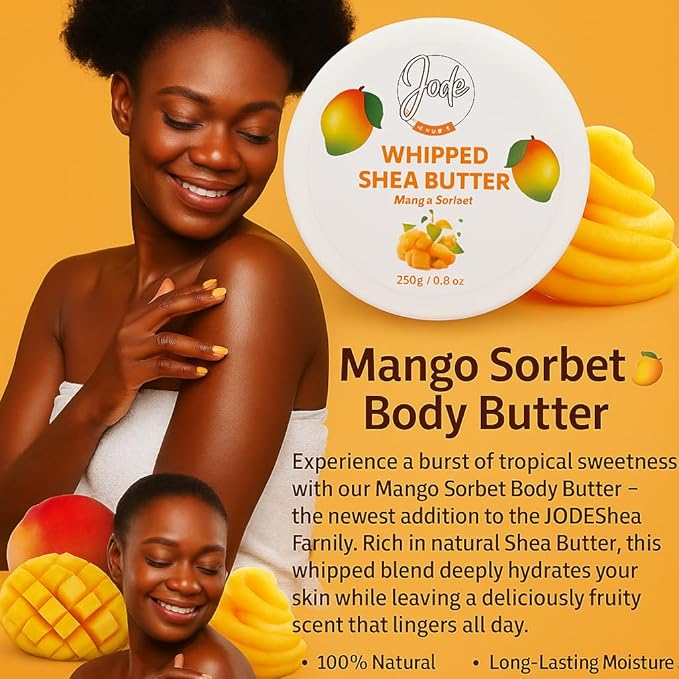 Whipped Mango Sorbet Body Butter, Natural Shea Butter, Long-Lasting Moisture, Fruity Fragrance, 250g/8.8 oz