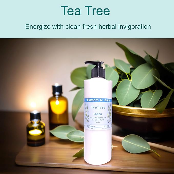 Blossom to Bath Tea Tree Lotion (16 ounce) - Pure Essential Oil Fragrance - Absorbs Quickly with an Invigoratingly Clean Scent