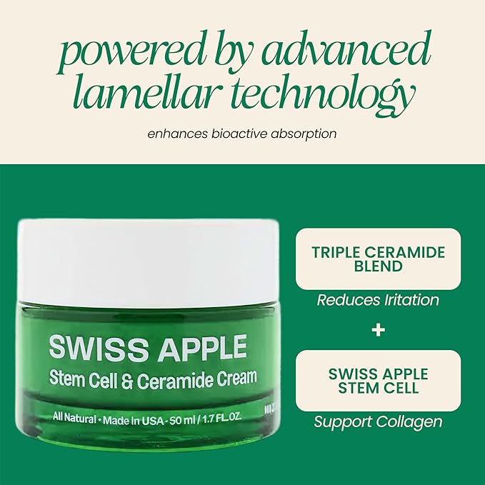 Mudita Earth Swiss Apple Stem Cell Cream – Rich Vegan Ceramide Moisturizer for Dry & Stressed Skin – Night & Recovery Face Cream with Ceramides, Ferments & Swiss Apple – Non-Greasy, Non-Comedogenic