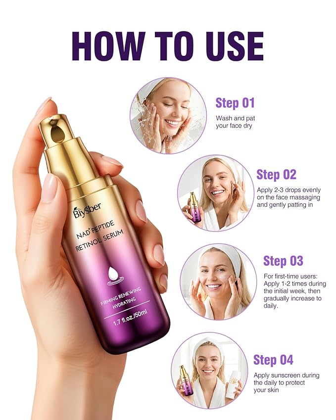 NAD+ Retinol Collagen Face Serum: Anti-Aging Peptide Serum, Tightens Skin, Reduces Wrinkles & Fine Lines, Hydrating Serum for Radiant Glow