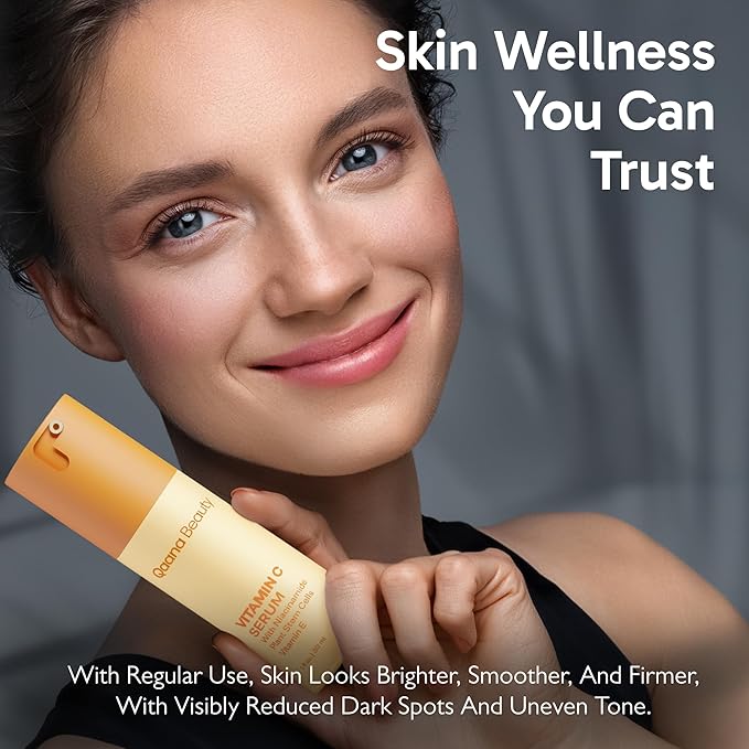 Qaana Super Vitamin C Face Serum for Mature Skin: 7-in-One Hydrating Anti-Aging Formula with Vitamin C, Hyaluronic Acid, Caffeine-Firming, Lifting, Targets Wrinkles, Dark Spots 1 fl oz