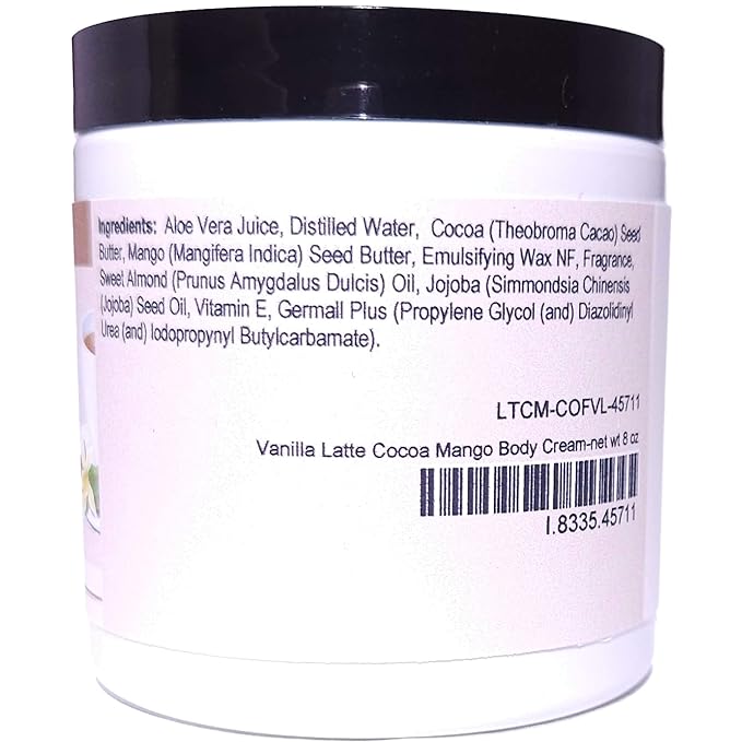 Blossom to Bath Vanilla Latte Cocoa Mango Body Cream (8 Ounce) - Phthalate Free Fragrance - Feels Like A Lotion And Works Like A Butter with a Deep Vanilla Scent