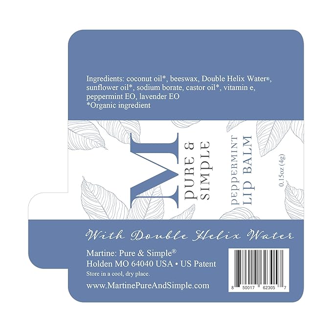 All Natural Peppermint Lip Balm (3 Pack) Made with Double Helix Water®, and organic ingredients. (0.15 oz)