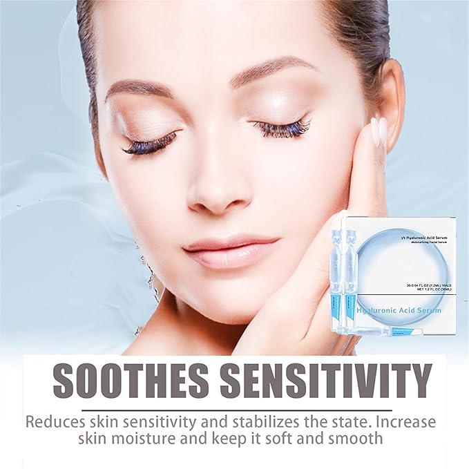 Hyaluronic Acid Serum - 3% Ultra Hydrating Hyaluronic Acid Serum,Hyaluronic acid Tubes, 3% hyaluronic acid serum Ultra-Hydrating Vials for Face (30PCS/BOX)