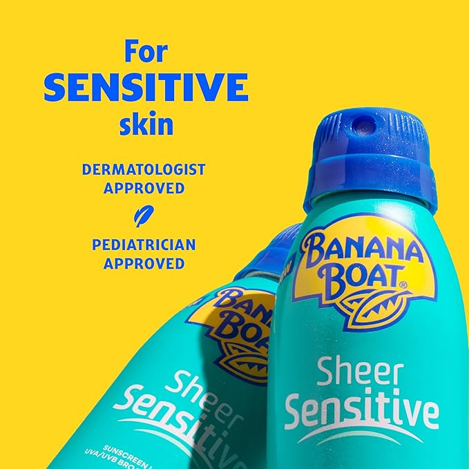 Banana Boat Sheer Sensitive Body Spray, SPF 50, 6oz (Pack of 2)