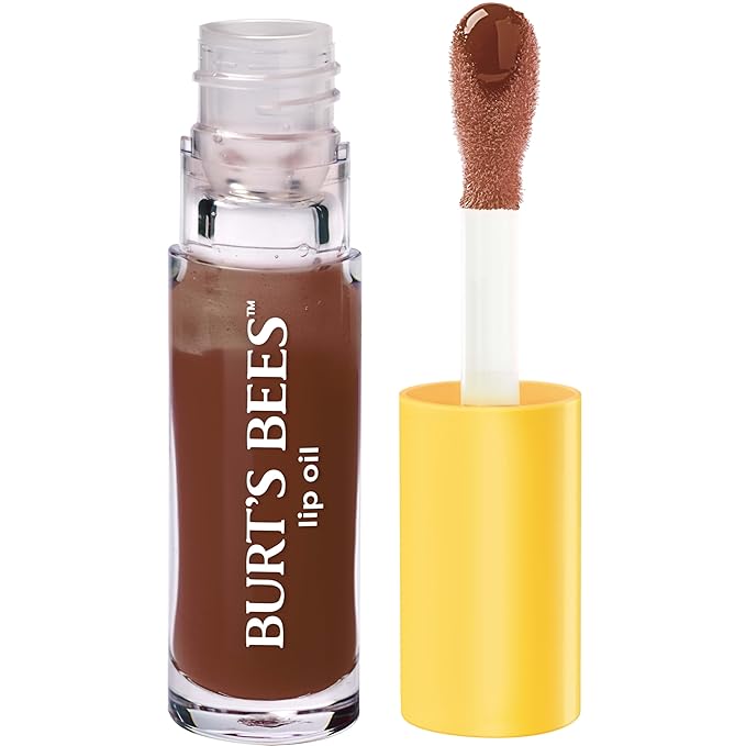 Burt's Bees Lip Oil Golden Hour, Instant Hydration, Nourishes and Softens Lips, Sheer Wash of Color, High Shine Finish, Responsibly Sourced Jojoba Oil, Non Sticky, Wand Applicator, 0.15