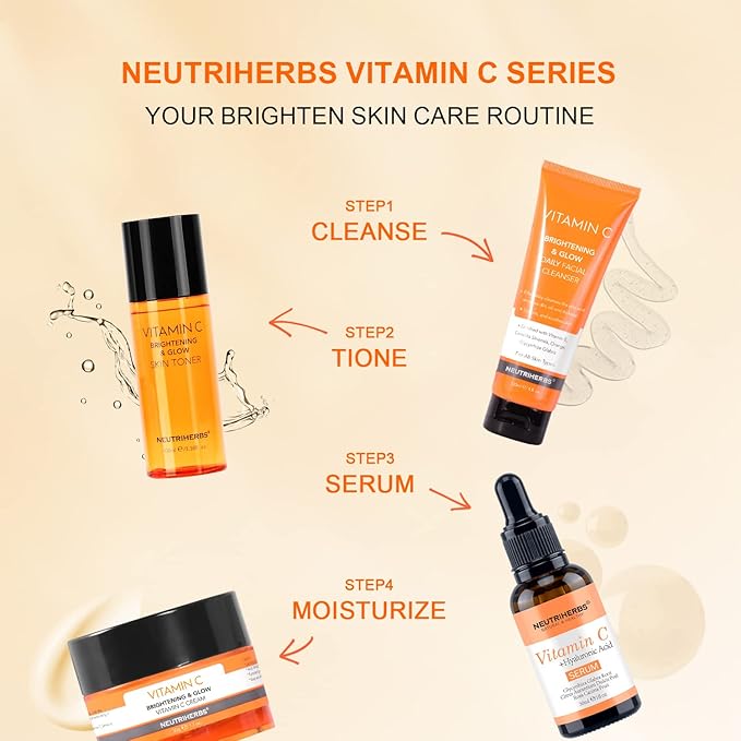 Neutriherbs Vitamin C Face Wash,Daily Facial Cleanser with Aloe & Hyaluronic Acid| Clean,Refresh,Brighten and Balance Complexion| For All Skin Type, 120ml 4 fl. oz