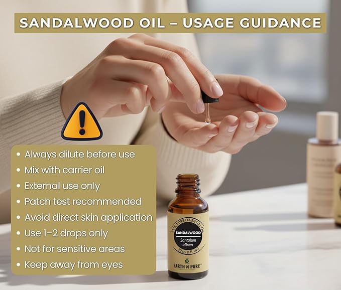 Earth N Pure Sandalwood (Chandan Oil) Essential Oil for Skin- Natural and Therapeutic Grade - 100 ml