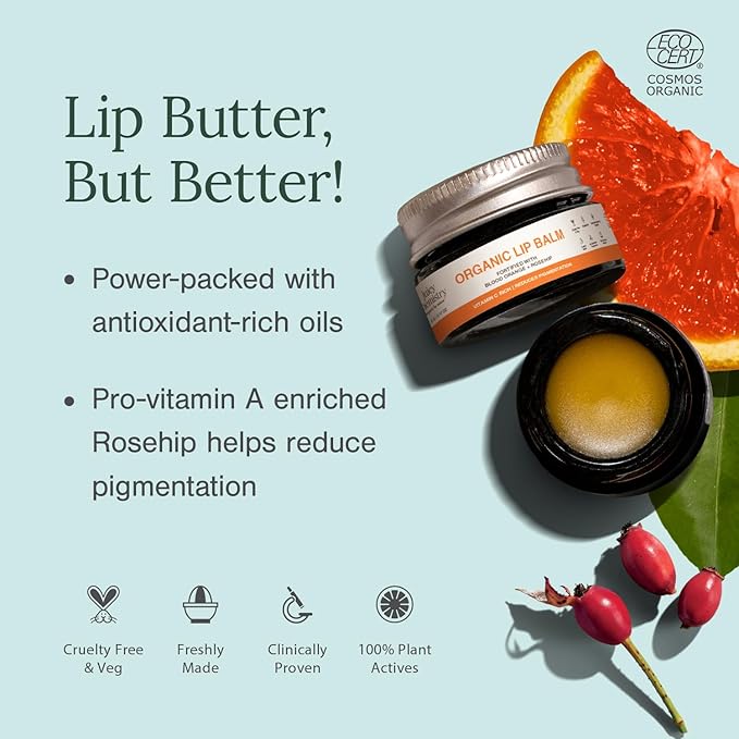 Juicy Chemistry Blood Orange & Rosehip Organic Lip Balm For PiGmented & Chapped Lips, 5 Gm