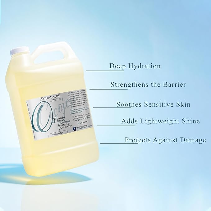 Dr Joe Lab Squalane Oil Pure Plant Derived Refined Cold Pressed From Olives Vegan Undiluted Carrier Oil for Face Skin Hair Body Cosmetics Natural Cleanser Moisturizer (128 oz / 1 Gallon)