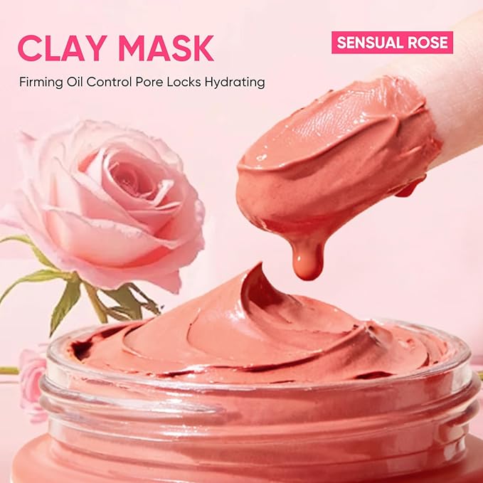 Clay Mud Face Mask for Women,Rose Dead Sea Mud Facial Mask Skincare,Deeping Cleansing,Oil Control,Hydrating Face Cleaning Clay Masks for All Skin Types (4.2OZ)